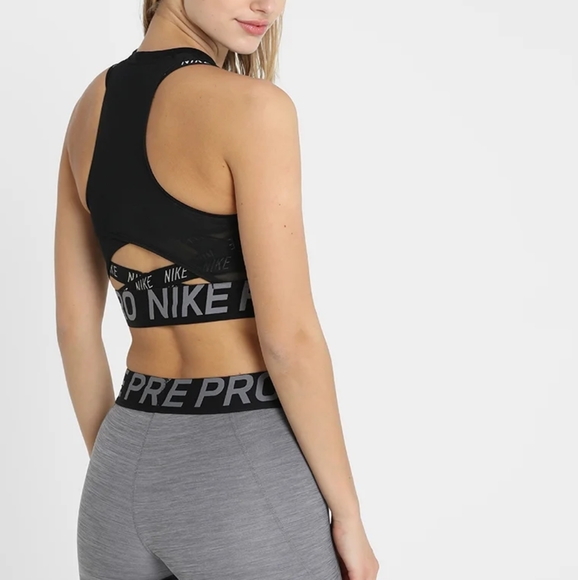 NIKE PRO INTERTWIST SPORTS BRA CROP TOP BLACK NEW - Picture 3 of 6